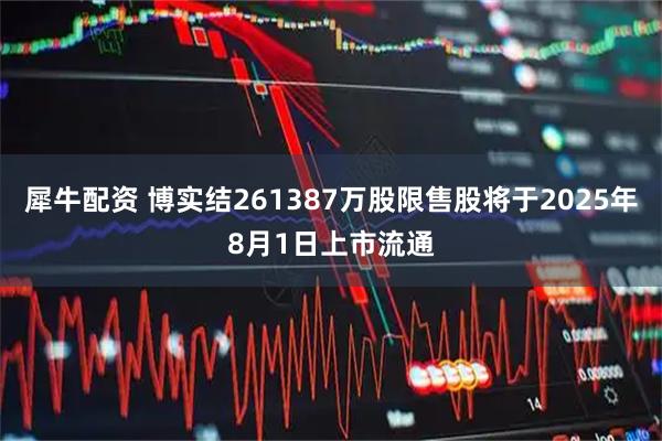 犀牛配资 博实结261387万股限售股将于2025年8月1日上市流通