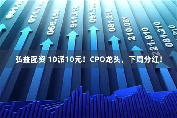弘益配资 10派10元！CPO龙头，下周分红！